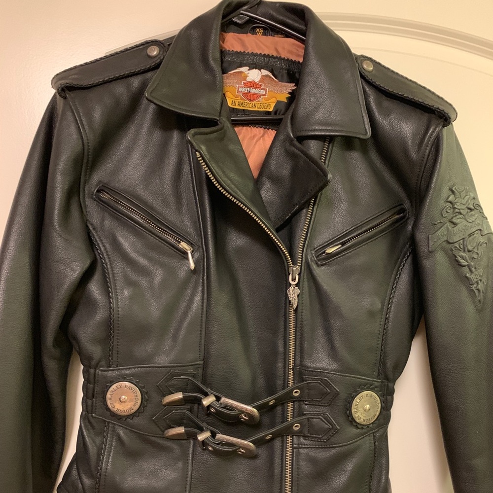Harley Davidson XS Black Rose Leather Jacket